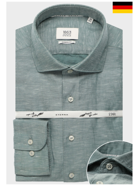 ETERNA 1863 Modern Fit 2355, Zöld Vászon Hosszú Ujjú Ing