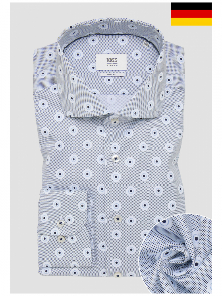ETERNA Modern Fit 1218, Kék, Mintás Hosszú Ujjú Ingg