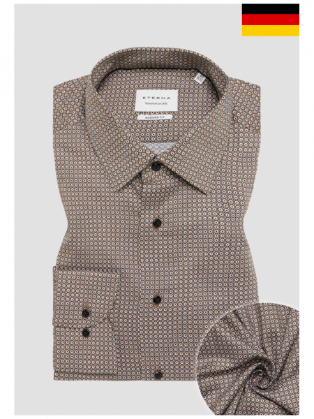 ETERNA Modern Fit 2640, Bézs Mintás Hosszú Ujjú Ing 