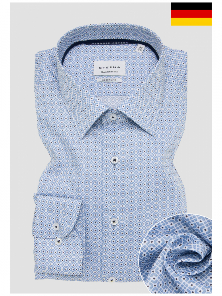 ETERNA Slim Fit 1294, Világoskék, Mintás Hosszú Ujjú Ing