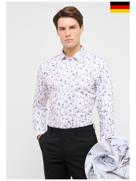 ETERNA Slim Fit 1377, Kék, Mintás Hosszú Ujjú Ing