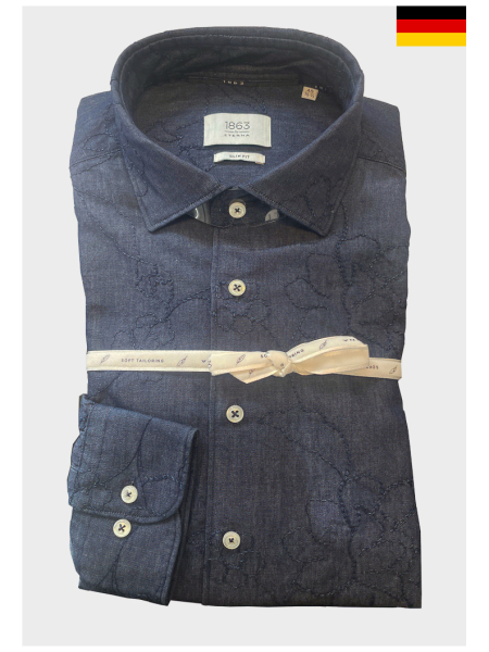 ETERNA 1863 Slim Fit 1426, Kék, Mintás Hosszú Ujjú Ing