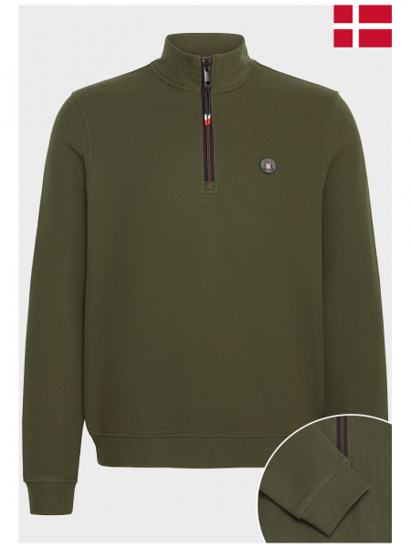 FQ1924 Dunham 0853, Zöld Cipzáros Pulóver