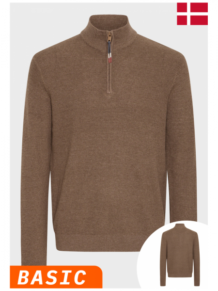 FQ1924 Granby 0884, Barna Kötött Cipzáros Pulóver