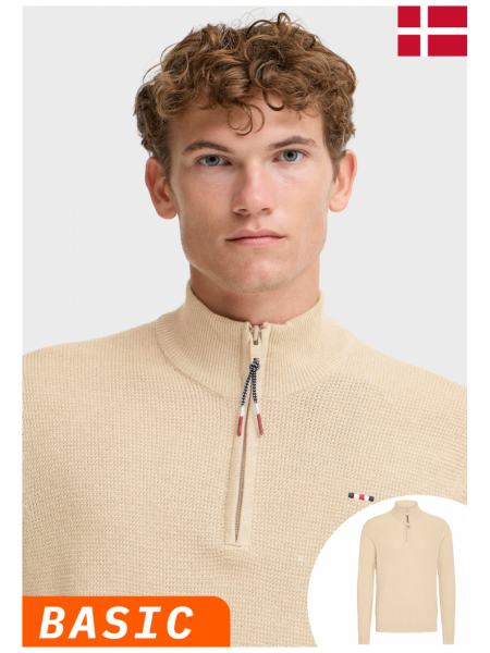 FQ1924 Granby 0884, Bézs Kötött Cipzáros Pulóver