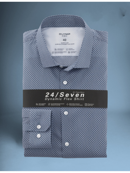 OLYMP No. Six 24/Seven 2532, Tengerkék Hosszú Ujjú Ing, Super slim, Modern Kent 