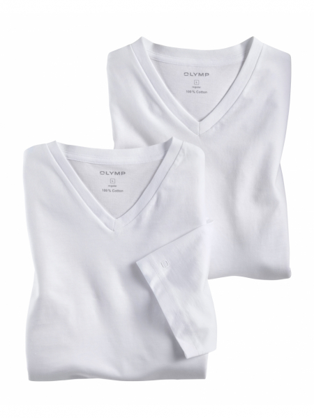 OLYMP T-Shirt 0701, Fehér Rövid Ujjú Póló, Dupla Csomag