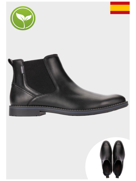 PIKOLINOS Leon M4V-8063, Fekete Bőr Chelsea 