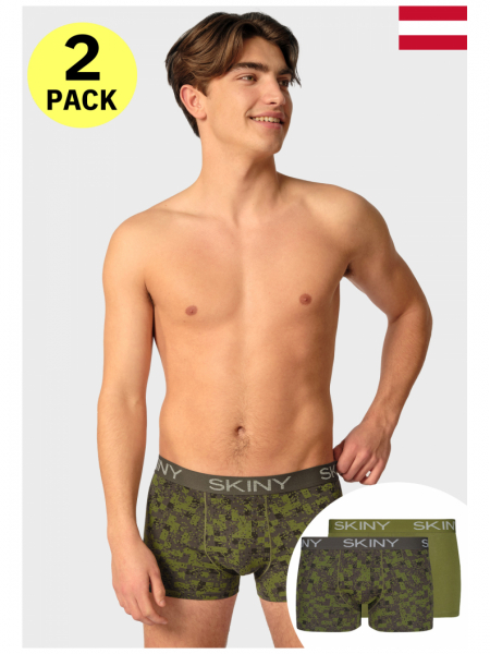 SKINY Cotton Multipack 6487, Bayleaf Check Boxeralsó Dupla Csomag