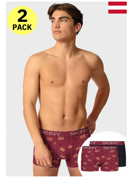 SKINY Cotton Multipack 6487, Bordó/Fekete Mintás Boxeralsó Dupla Csomag