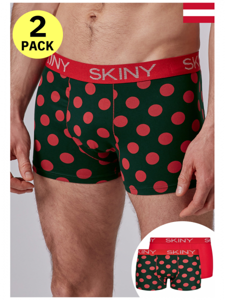 SKINY Cotton Multipack 6487, Piros Pöttyös Boxernadrág, Dupla Csomag