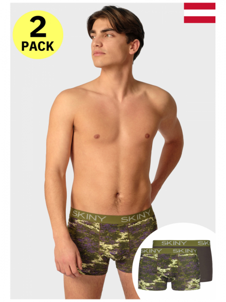 SKINY Cotton Multipack 6487, Fango Camouflage Boxeralsó Dupla Csomag