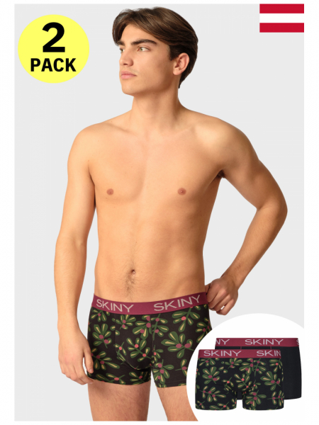 SKINY Cotton Multipack 6487, Fekete/Mintás Boxeralsó Dupla Csomag