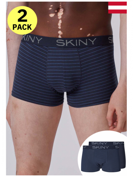 SKINY Cotton Multipack 6487, Kék Csíkos Boxernadrág Dupla Csomag NOS