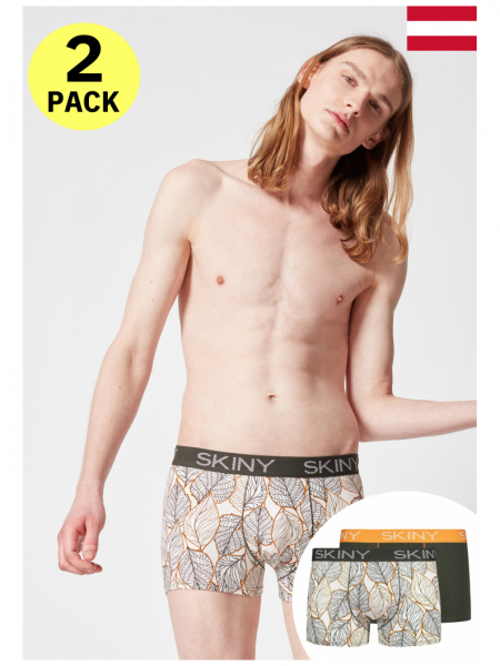 SKINY Cottton Multipack 6487, Boxernadrág, Dupla, Levélmintás-Zöld