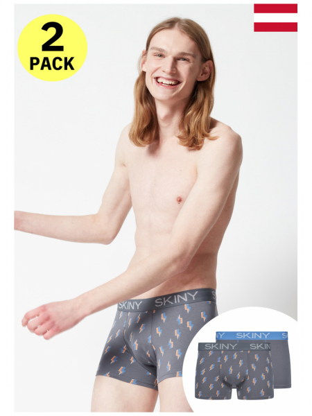 SKINY Cottton Multipack 6487, Szürke, Mintás Boxernadrág Dupla Csomag