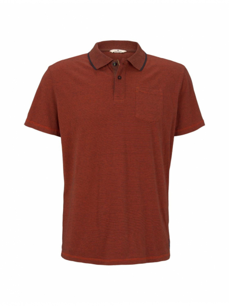 TOM TAILOR Striped Polo w. Overdye 8142, Piros Rövid Ujjú Ingpóló