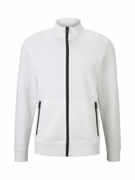 TOM TAILOR Sweatjacket w. Zip-pockets 7528, Sweatshirt, Offwhite