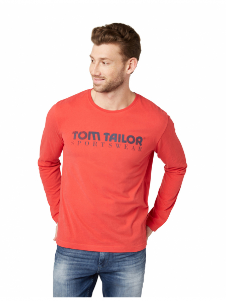 TOM TAILOR Basic 8210, Piros Hosszú Ujjú Póló