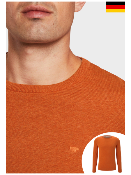 TOM TAILOR Basic O-Neck 2819, Narancs Melanzs Kötött Pulóver 