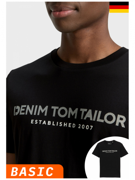 TOM TAILOR DENIM 3491, Fekete Rövid Ujjú Póló NOOS