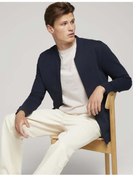 TOM TAILOR DENIM Bomber 8404, Zippes Pulóver, Kék