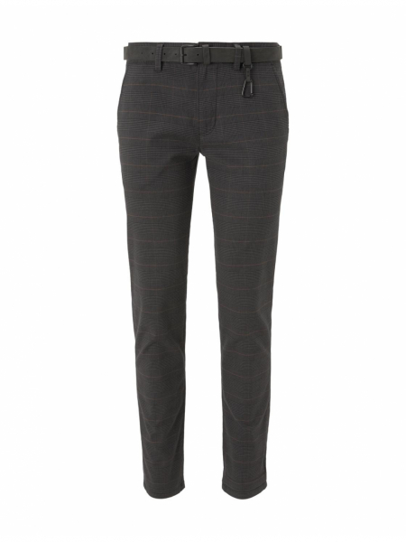 TOM TAILOR DENIM Structured Straight Chino 0451, Kék Kockás Chinonadrág