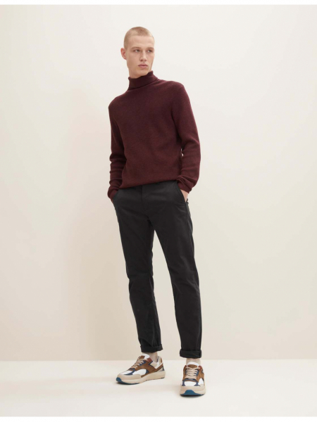 TOM TAILOR Satin Stretch 7829, Fekete Chinonadrág