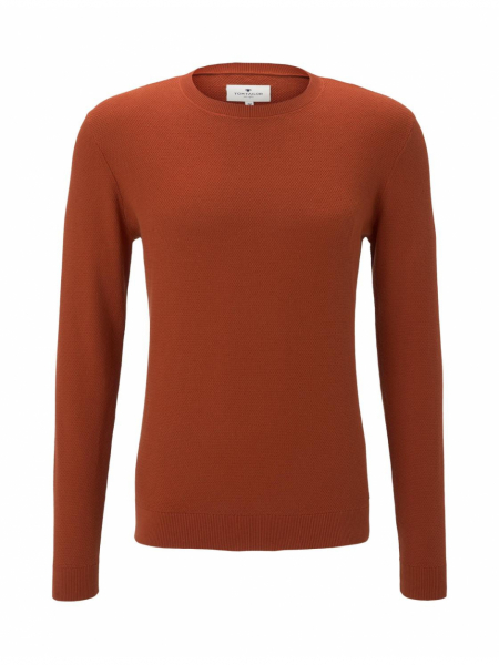 TOM TAILOR Fine Structured Sweater 0319, Narancssárga Kötött Pulóver